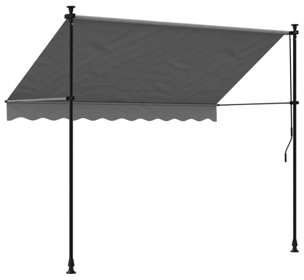 antracit szövet és acél feltekerhető napellenző 250 x 150 cm