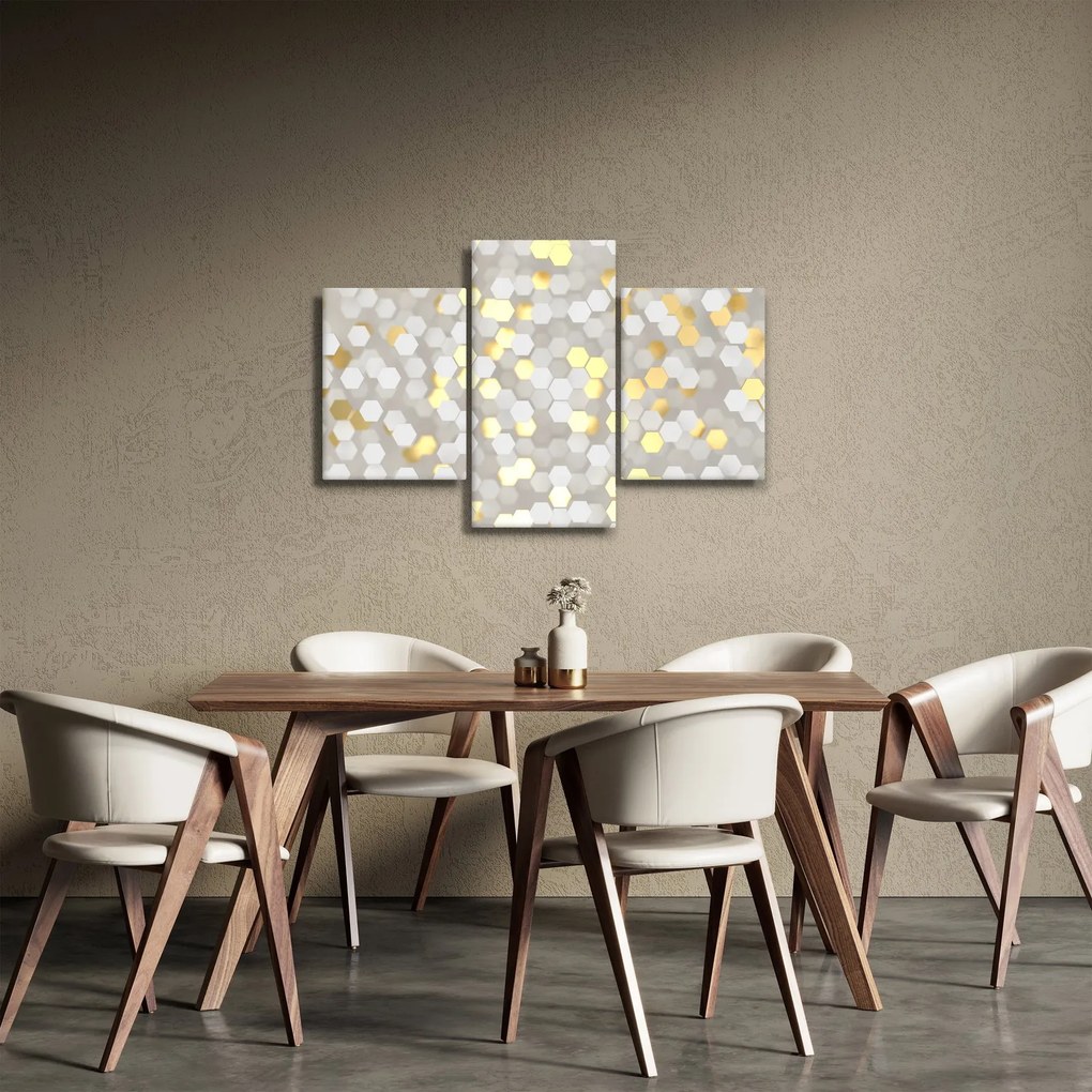 Kép - Arany és fehér hatszögek (90x60 cm)