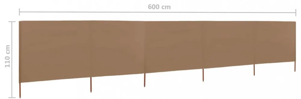 tópszínű szövet 5-paneles szélfogó 600 x 80 cm