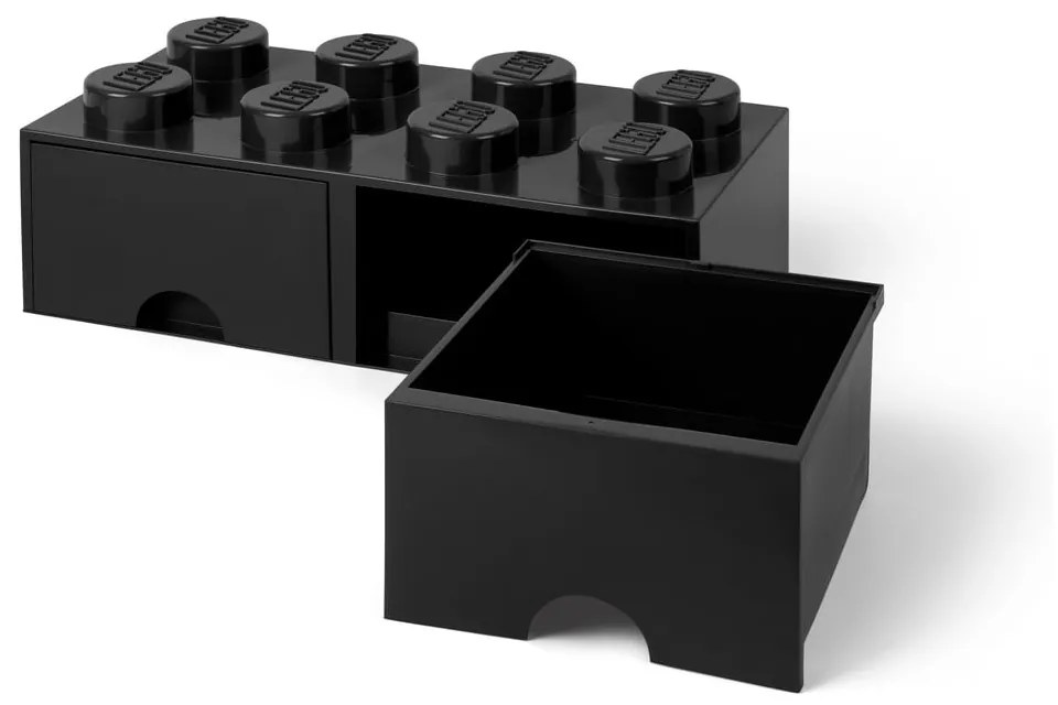 Négyszögeletes fekete tárolódoboz 2 fiókkal - LEGO®
