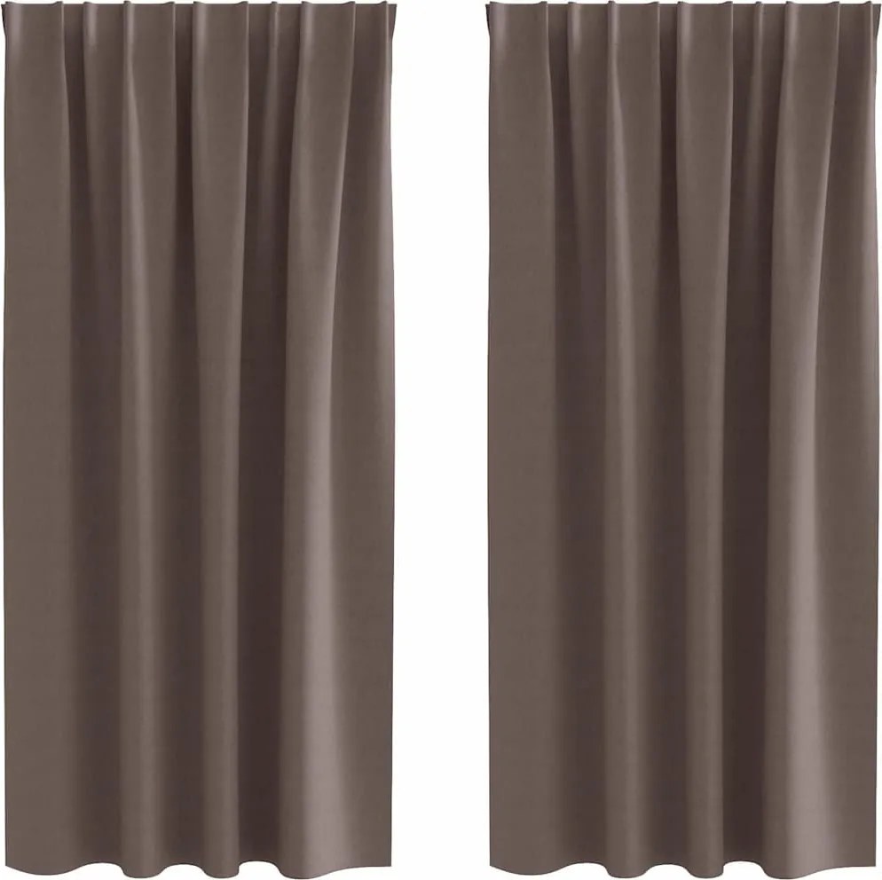 vidaXL Fekete Függöny Gyűrűkkel 2 pcs Sötét Barna 175 x 140 cm