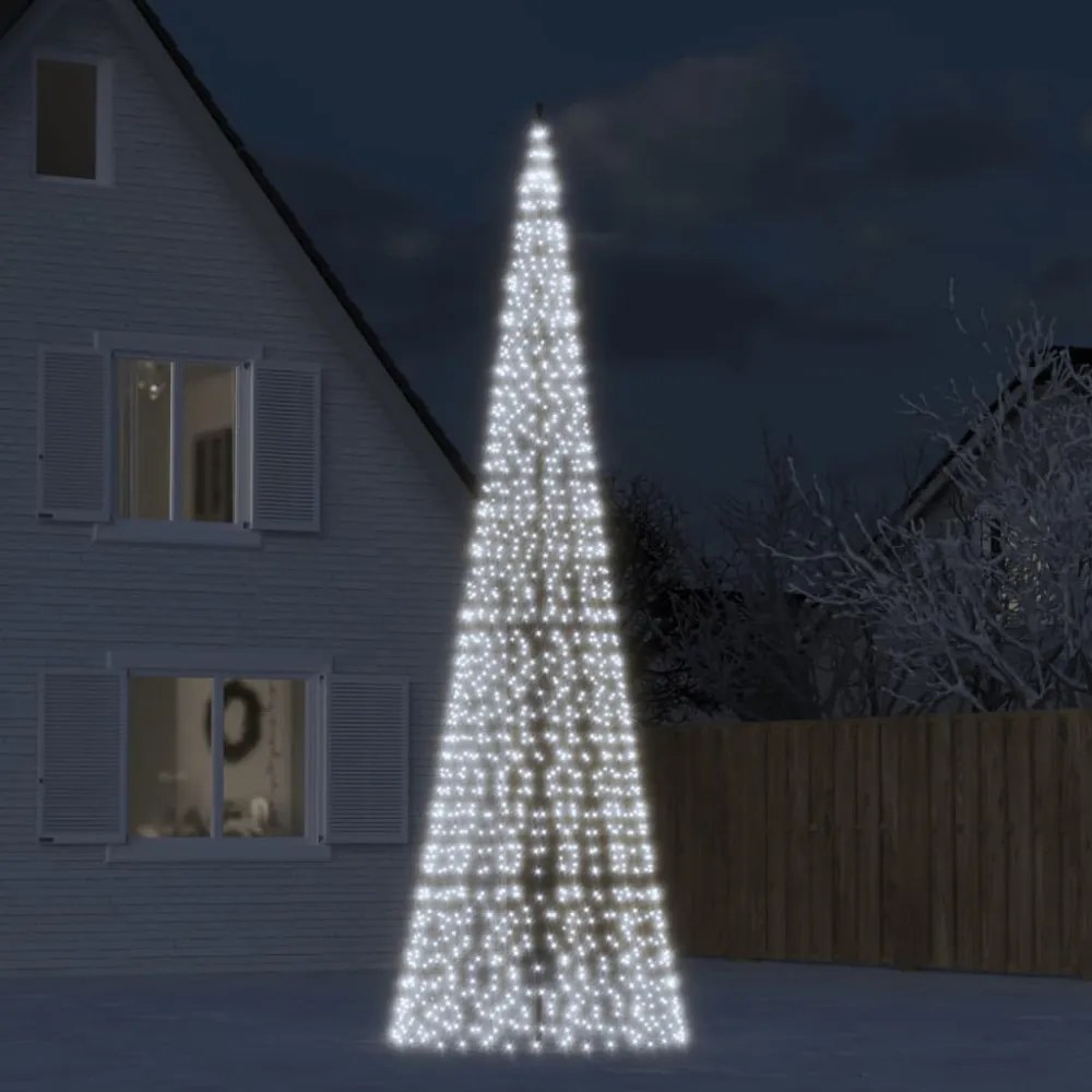 hideg fehér LED karácsonyfa zászlórúdra 1534 LED 500 cm