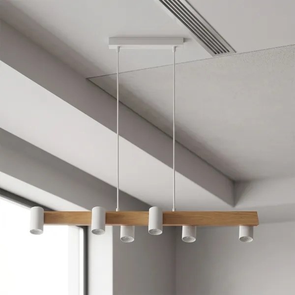 BRILAGI - LED RGBW dimmelhető, kábelre függesztett csillár SELE 6xGU10/6,5W/230V fehér/tölgy