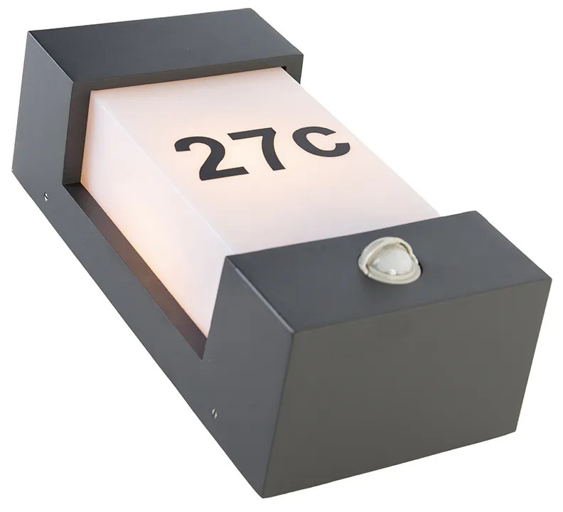 Kültéri fali lámpa sötétszürke IP44 mozgásérzékelővel - Tide