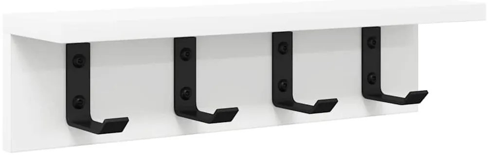 Fali Kabáthorog polcokkal Fehér 40 x 10.5 x 10.5 cm Faanyag