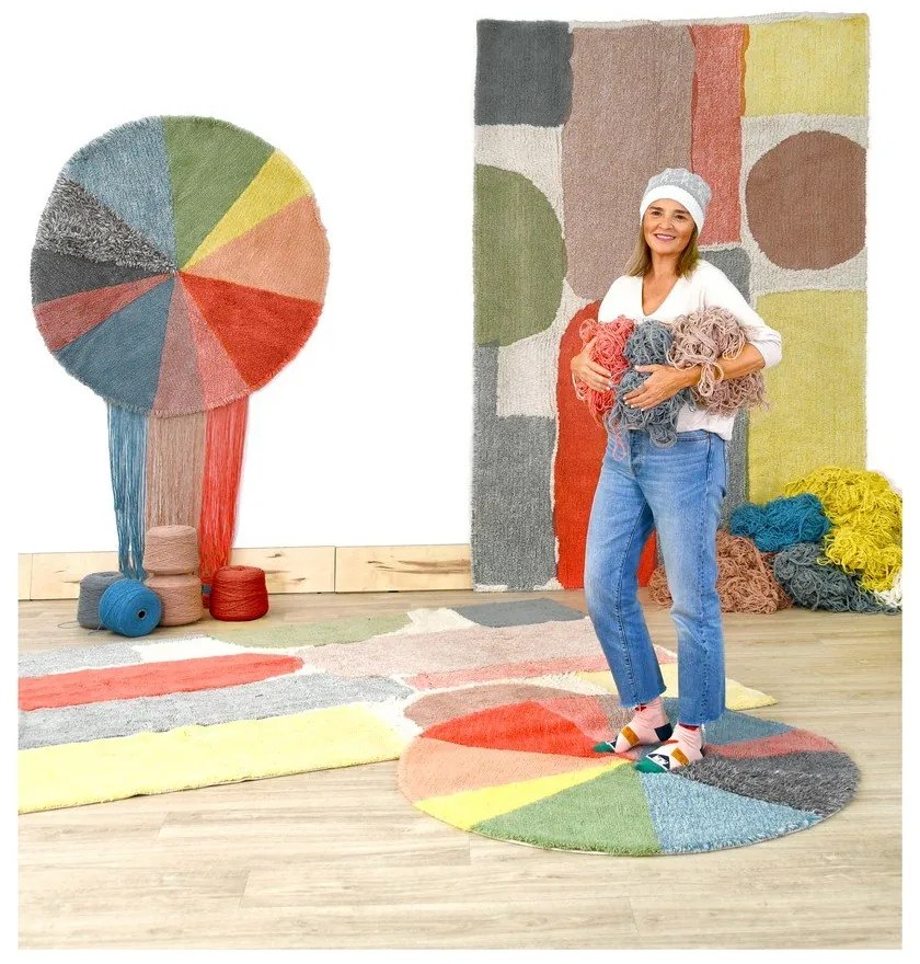 Mosható kézi szövésű gyapjú gyerek szőnyeg ø120 cm Pie Chart – Lorena Canals