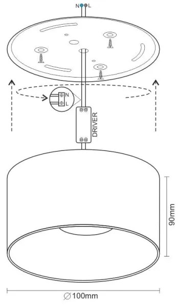 LED Spotlámpa LED/16W/230V 4000K átm. 10 cm fekete