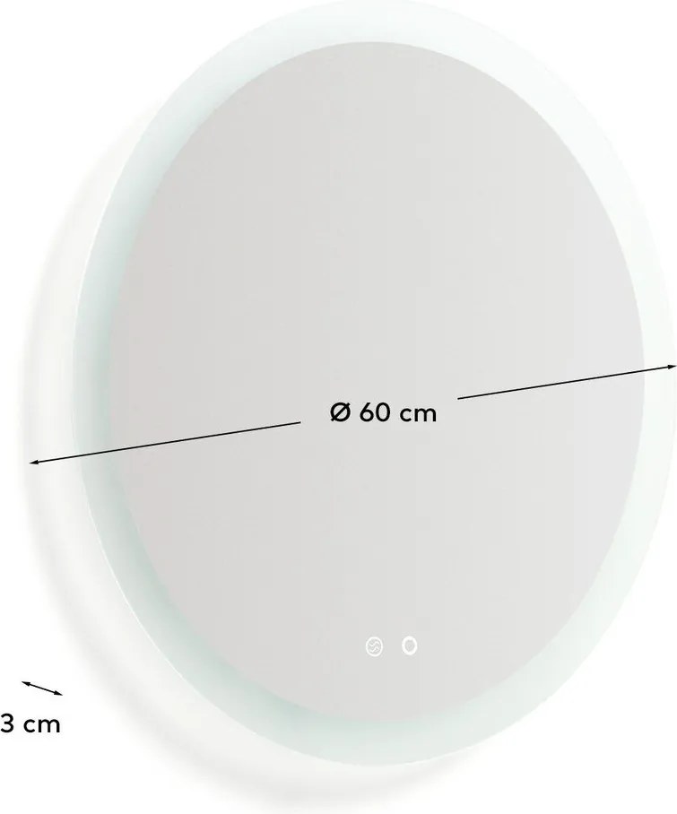 Fali tükör világítással ø 60 cm Mervi – Kave Home