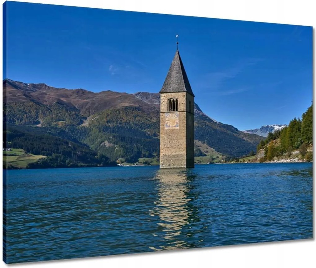 Vászonkép 80x60 Elsüllyedt templomtorony