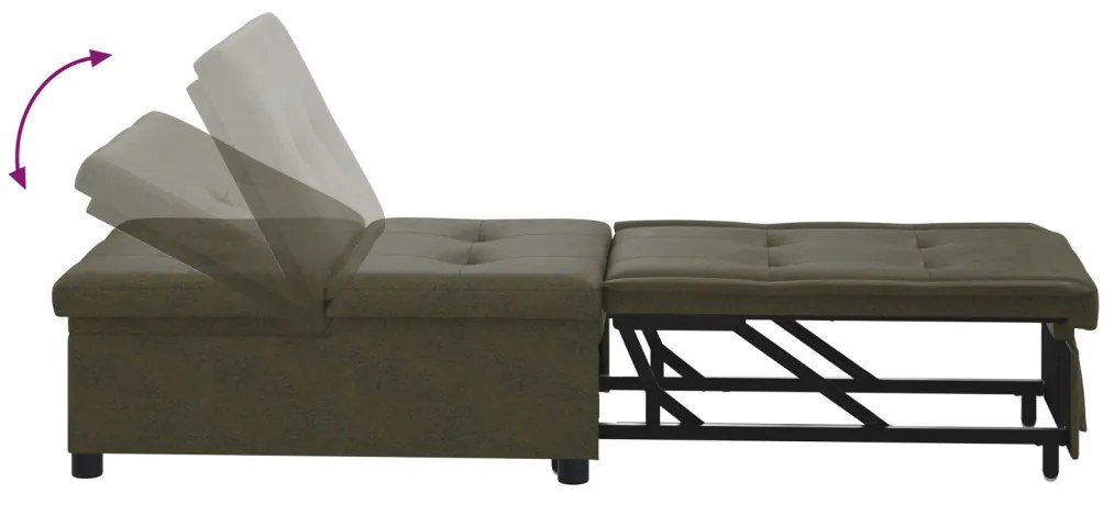 Sofa Bed 3-az-1 Kihúzható dizájn Sötétszürke Műsuede bőr