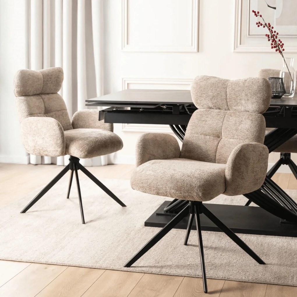 Forgószék bézs színben, bouclé kárpittal ALVARO