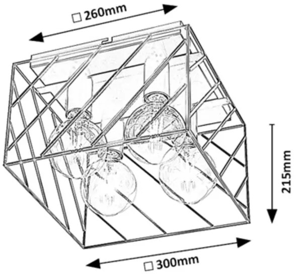 Rabalux 71027 - BOROO mennyezeti lámpa 4xE27/25W/230V