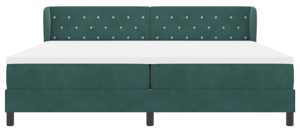 Boxspring Ágy Mattal Sötét Zöld 200x200 cm Bársony