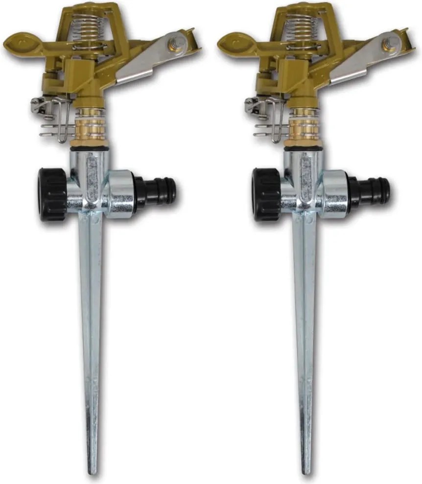 vidaXL 2 db cink kerti impulzus szórófej fém cövekkel