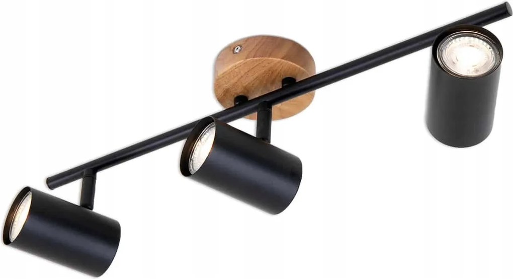 Mennyezeti spotlámpa Briloner 3xGU10 fekete/fa 47.3 cm IP20
