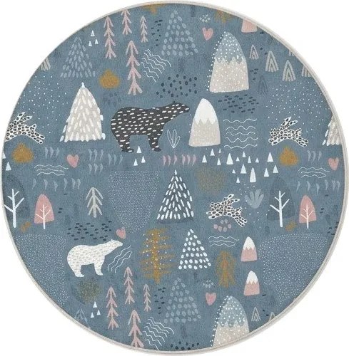 Kék mosható gyerek szőnyeg ø100 cm Forest Land – Mila Home
