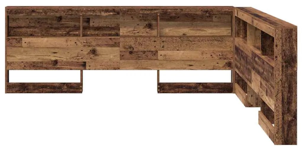 Tároló fejtámla polcokkal fejtámlával Régi fa 200 cm Faanyag