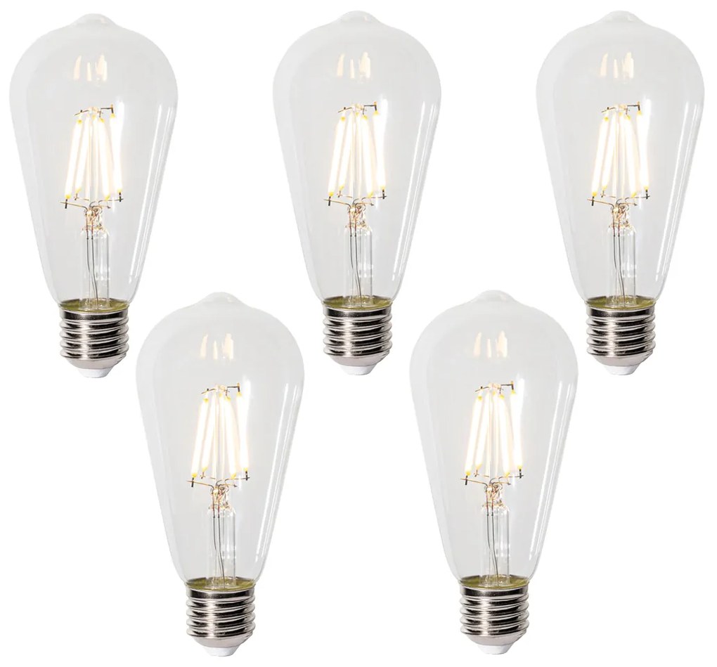 5 darabos E27 dimmelhető LED izzókészlet ST64 átlátszó 5W 600 lm 2700K