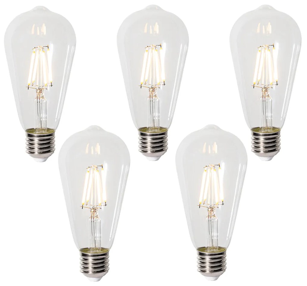 5 db-os E27 dimmelhető LED izzó szett ST64 átlátszó 5W 600 lm 2700K