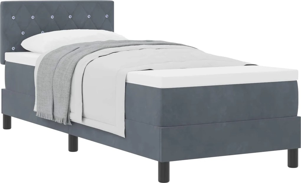 vidaXL Boxrugós ágy matracmal Sötétszürke 80 x 200 cm Bársony