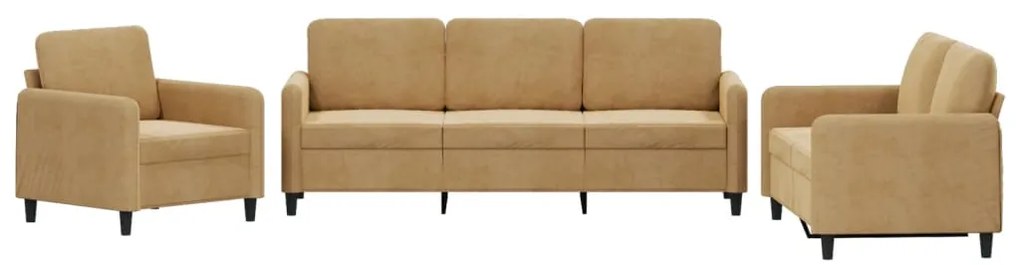 3 részes barna bársony ülőgarnitúra