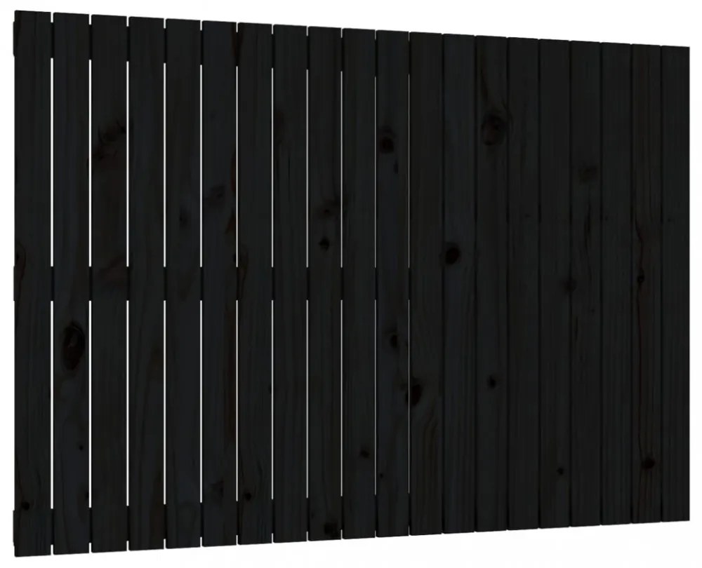 fekete tömör fenyőfa fali fejtámla 127,5 x 3 x 90 cm