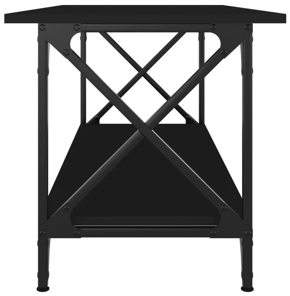 Fekete szerelt fa és vas dohányzóasztal 100 x 45 x 45 cm