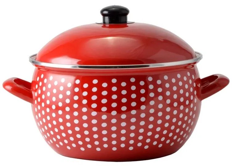 RCK Piros Pöttyös Zománcozott lábas 24cm+fedő 15615