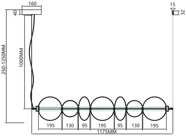 LED Csillár zsinóron DAPHNE LED/40W/230V szürke