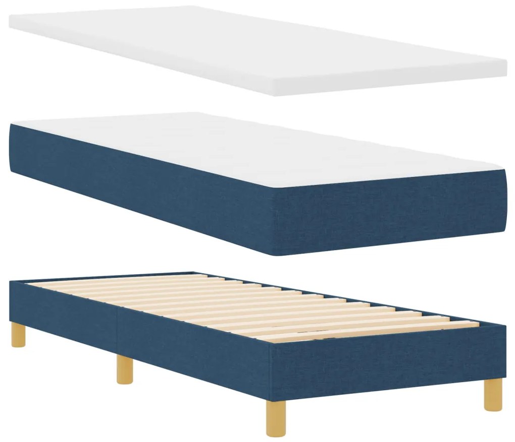 Box Spring Ágy matraccal és LED világítással Kék 80x200 cm Szövet