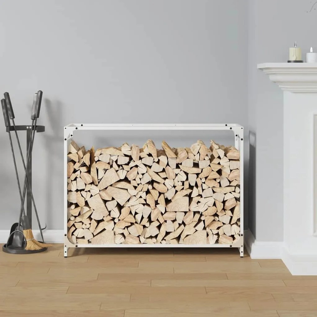 fehér hidegen hengerelt acél tűzifatároló 90x28x65 cm