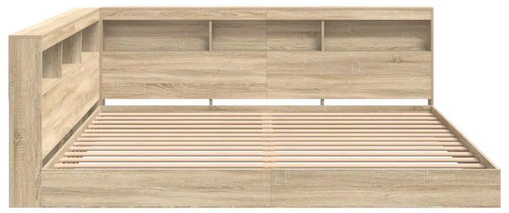 Könyvespolcos Ágy fejtámlával sonoma tölgy 180 x 200 cm Faanyag