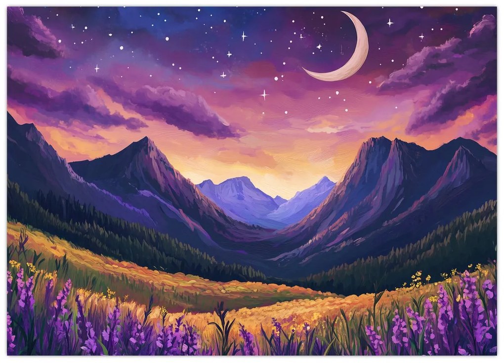 Kép - Lila táj (70x50 cm)