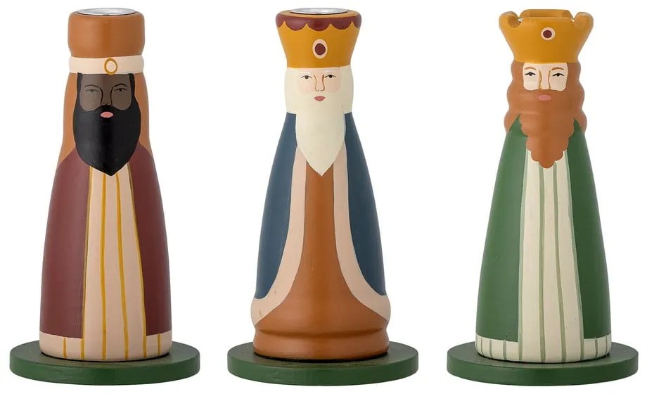 Fa gyertyatartó készlet karácsonyi mintával, 3 db-os Betiel – Bloomingville