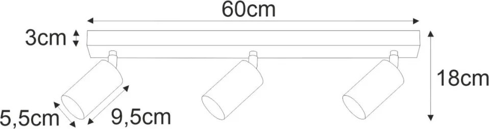 KAJA K-4727 MONTI Fekete Színű Spotlámpa 3xGU10 10W IP20