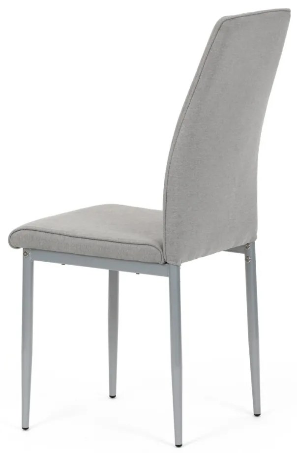 Scaun de sufragerie, tapițerie din material textil de culoarea trufei, picioare din metal gri