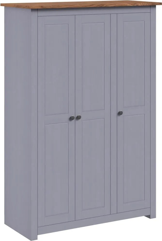 vidaXL szürke háromajtós panamafenyő ruhásszekrény 118 x 50 x 171,5 cm