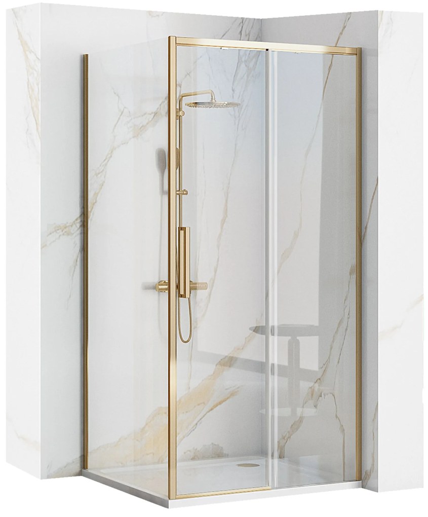 Rea Rapid Slide, zuhanykabin tolóajtóval 110 (ajtó) x 100 (fal), 6mm átlátszó üveg, arany fényes profil, KPL-K5630