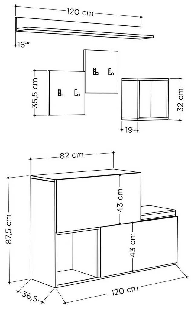 Holdon White előszoba szett