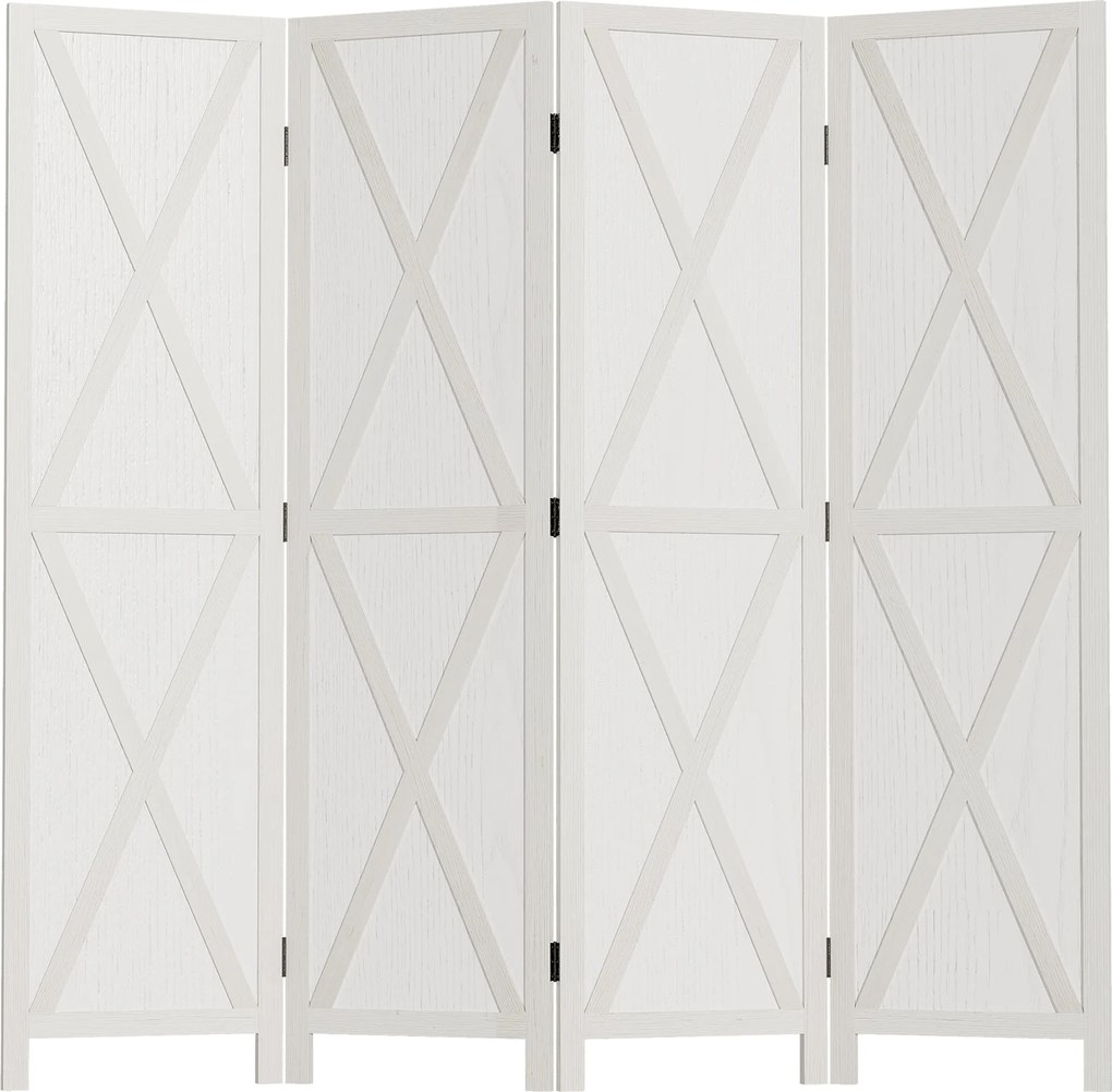 HOMCOM 4 Panelos Földi Elválasztó 182x170 cm Összecsukható Szobaelválasztó Nappalihoz, Hálószobához, Irodához - Fehér | Aosom