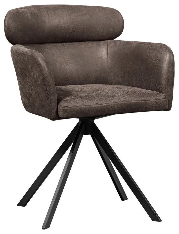 Sötétbarna kárpitozott karfás étkezőfotel Fenne – WOOOD