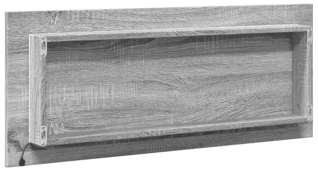 szürke sonoma szerelt fa LED-es fürdőszobatükör 100x8,5x37 cm