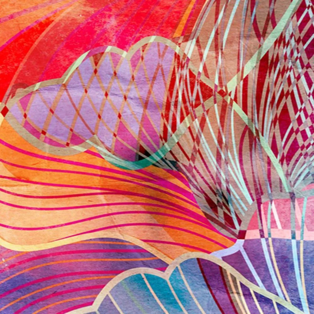 Gario Paraván Színes absztrakt levelek Méret: 110 x 170 cm, Kivitelezés: Forgó paraván 360°