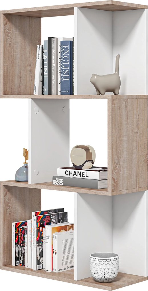 HOMCOM Modern Dizájnú Irodai Könyvespolc Fa 3 Polccal 60 × 24 × 111,4 cm | Aosom