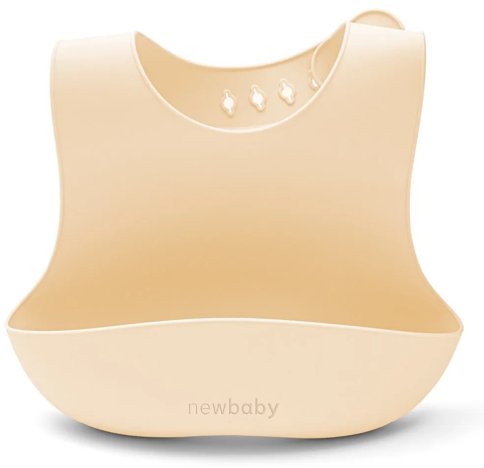 New Baby bézs színű szilikon étkészlet gyerekeknek