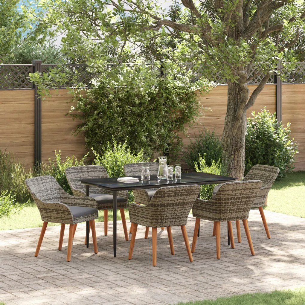 7 részes kerti étkezési garnitúra szürke polyrattan