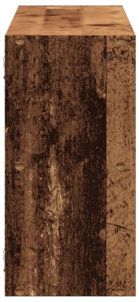 antik fa színű szerelt fa fali polc 100 x 25 x 50 cm