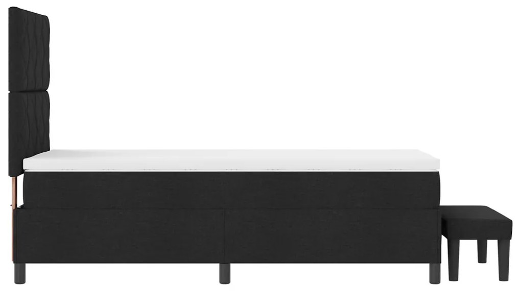 Boxspring ágy matraccal és padra Fekete 100x200 cm Szövet