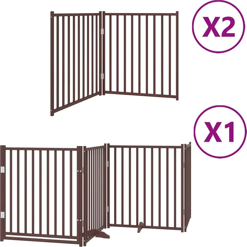 vidaXL barna nyárfa 8 paneles összecsukható kutyakapu ajtóval 640 cm