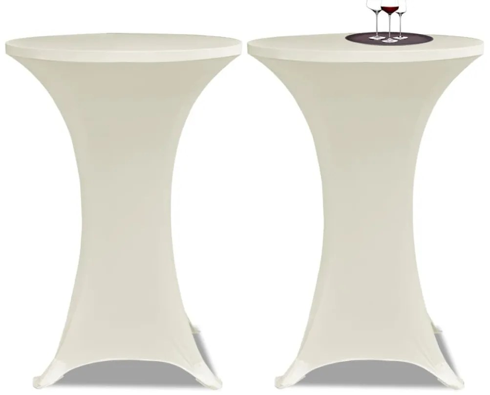 4 db krémszínű sztreccs asztalterítő bárasztalhoz Ø60 cm